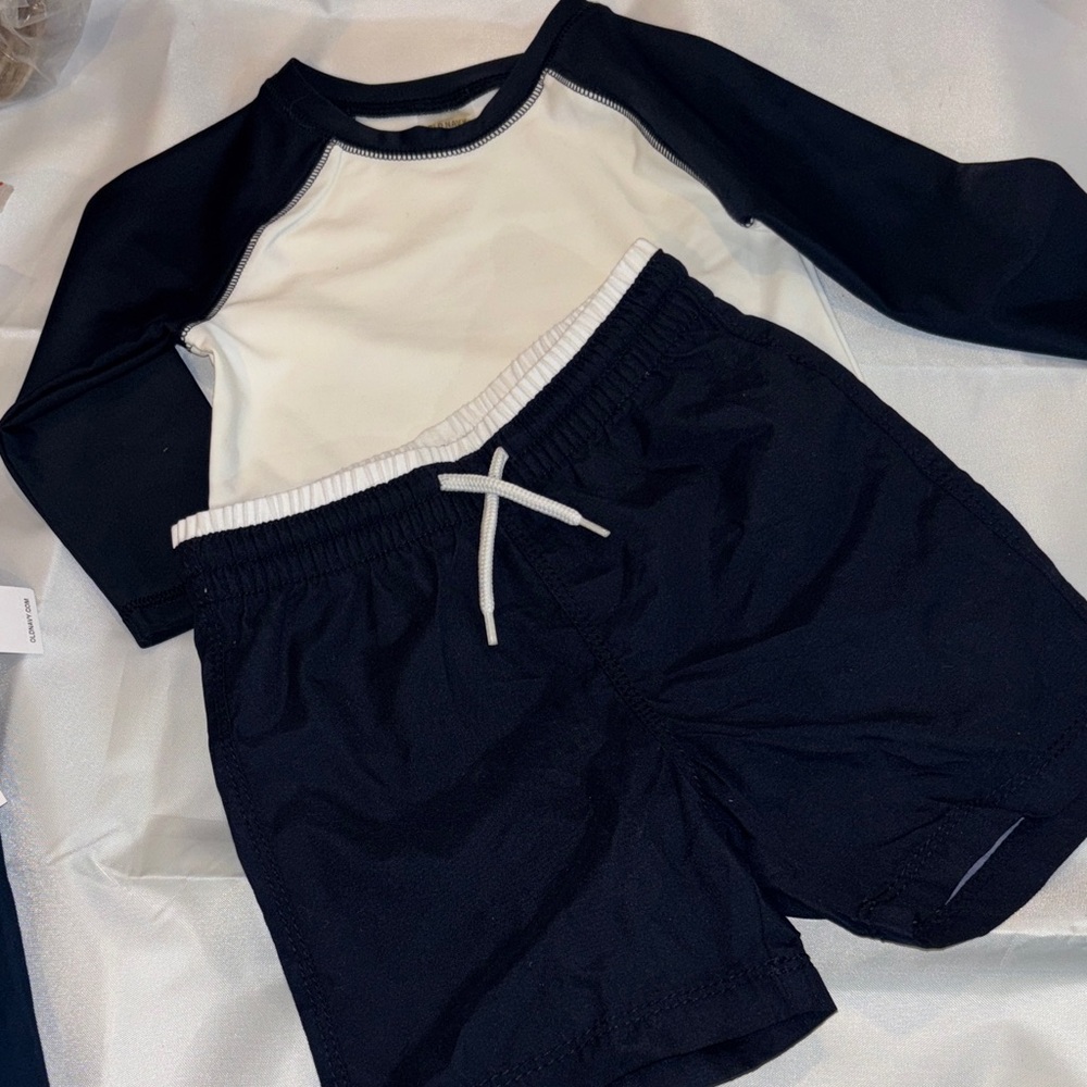 Old Navy Kids Rashguard Set - Navy and White 12-18M NWT